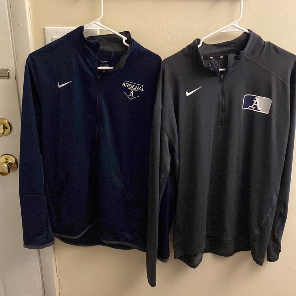 Nike Dry Fit sweater (1) Full zip up (1) 3/4 Zip up both size large like new